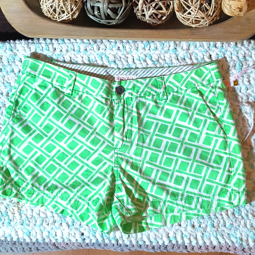 Merona Lime Green & White Geo pattern Shorts